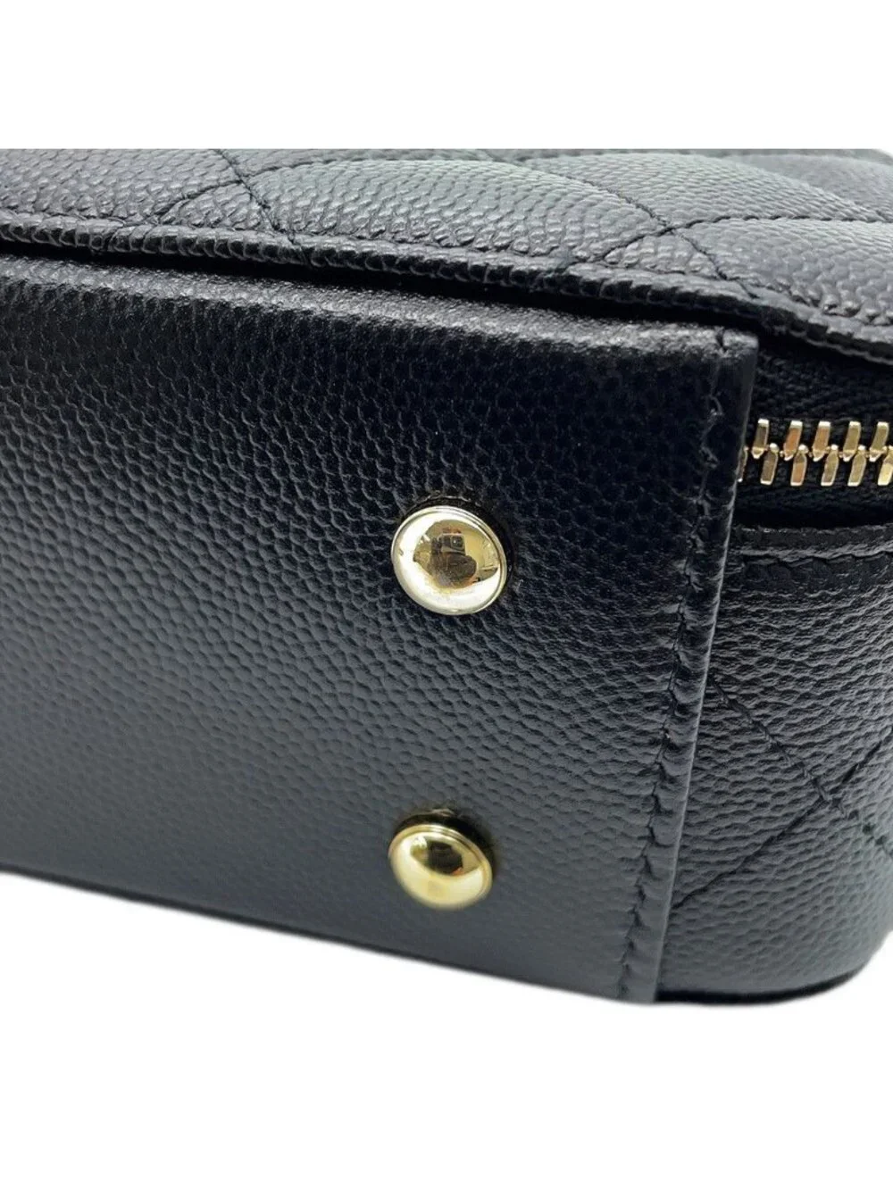 Chanel Chain Shoulder Bag Quilted CC Logo Caviar Leather Black
